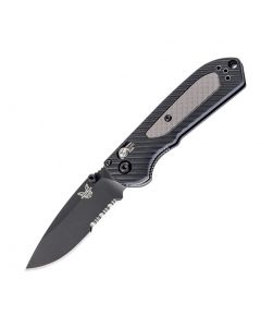 Benchmade Knives Mini Freek Folding Knife with Black Grivory and Versaflex Handle and Black Coated CPM-S30V Stainless Steel 3" Drop Point Partially Serrated Edge Blade Model 565SBK