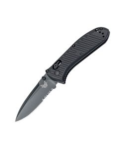 Benchmade Mini Presidio II Folding Knife with Black Anodized 6061-T6 Aluminum Handle and Black Coated CPM--S30V Stainless Steel 3.2" Drop Point Partially Serrated Edge Blade Model 575SBK