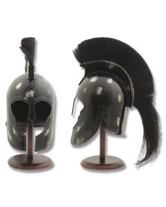 Trojan Corinthian Helmet with Black Horsehair Mohawk and Tail