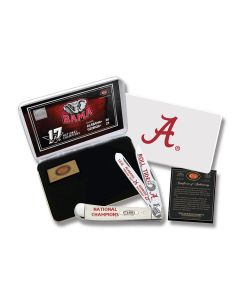 Case 2017 National Champion Roll Tide Trapper 4.125” with Natural Smooth Bone Handles and Tru-Sharp Surgical Steel Plain Edge Blades Model AL17-CATWSB