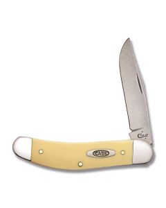 Case Sowbelly 3.75" with Yellow Delrin Handles and Chrome Vanadium Plain Edge Blades Model 30115