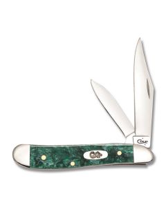 Case Peanut 2.875" with Green Sparkle Kirinite Handles and Tru-Sharp Surgical Steel Plain Edge Blades Model 32582