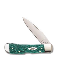 Case Tribal Lock 4.125" with Green Sparkle Kirinite Handles and Tru-Sharp Surgical Steel Plain Edge Blades Model 32585