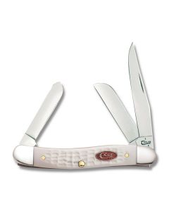 Case Sparxx Medium Stockman 3.875" with White Jigged Synthetic Handles and Tru Sharp Surgical Steel Plain Edge Blades Model 60190