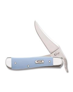 Case Ichthus RussLock 4.125" with Smooth Ice Blue Smooth Synthetic Handles and Tru-Sharp Surgical Steel Plain Edge Blades Model 63541