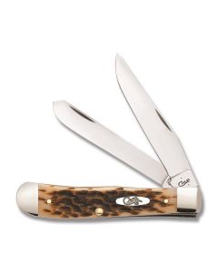 Case Trapper 4.125" with Amber Jigged Bone Handles and Tru-Sharp Surgical Steel Plain Edge Blades Model 6540