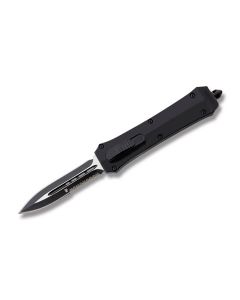 Helly Tec Cyclops Assisted Opening Folder with Black Zinc Aluminum Handles and Black Coated 440C Stainless Steel 3.9" Spear Point Plain Edge Blades Model HTCYCLOPDEDS
