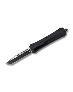 Helly Tec Cyclops Assisted Opening Folder with Black Zinc Aluminum Handles and Black Coated 440C Stainless Steel 3.9" Tanto Point Plain Edge Blades Model HTCYCLOPST