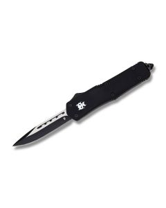 Helly Tec Demon Assisted Opening Folder with Black Zinc Aluminum Handles and Black Coated 440C 3.9" Drop Point Plain Edge Blades Model HTDEMONDP