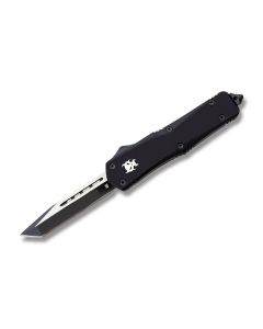 Helly Tec Demon Assisted Opening Folder with Black Zinc Aluminum Handles and Black Coated 440C Stainless Steel 3.9" Tanto Point Plain Edge Blades Model HTDEMONT