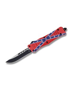 Helly Tec Large Hellion Assisted Opening Folder with Confederate Flag Coated Zinc Aluminum Handles and Black Coated 440C 3.75" Drop Point Plain Edge Blades Model HTLHCFDP