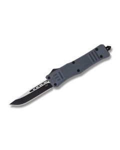 Helly Tec Large Hellion Assisted Opening Folder with Gray Coated Zinc Aluminum Handles and Black Coated D2 3.75" Drop Point Plain Edge Blades Model HTLHD2BGDP