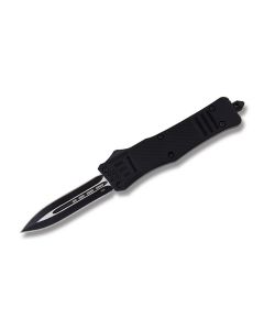 Helly Tec Large Hellion Assisted Opening Folder with Black Coated Zinc Aluminum Handles and Black Coated D2 3.75" Dagger Point Plain Edge Blades Model HTLHD2BLKDE