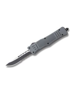 Helly Tec Medium Hellion Assisted Opening Folder with Grey Coated Zinc Aluminum Handles and Black Coated 440C Stainless Steel 3.25" Drop Point Partially Serrated Edge Blades Model HTMHBGDPS