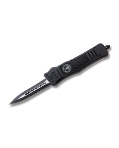 Helly Tec Medium Hellion Assisted Opening Folder with Black Zinc Aluminum Handles and Black Coated 440C Stainless Steel 3.25" Dagger Point Plain Edge Blades Model HTMHGFDE