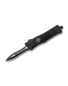 Helly Tec Medium Hellion Assisted Opening Folder with Black Zinc Aluminum Handles and Black Coated 440C Stainless Steel 3.25" Dagger Point Partially Serrated Edge Blades Model HTMHGFDES