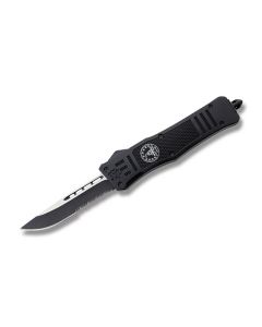 Helly Tec Medium Hellion Assisted Opening Folder with Black Zinc Aluminum Handles and Black Coated 440C Stainless Steel 3.25" Drop Point Partially Serrated Edge Blades Model HTMHGFDDPS