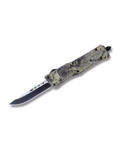 Helly Tec Medium Hellion Assisted Opening Folder with Woodland Camo Zinc Aluminum Handles and Black Coated 440C Stainless Steel 3.25" Drop Point Plain Edge Blades Model HTMHWCDP