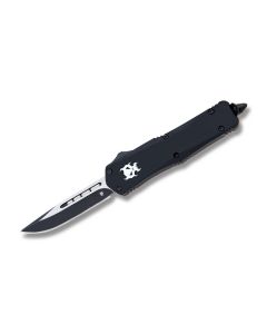 Helly Tec Small Demon Assisted Opening Folder with Black Zinc Aluminum Handles and Black Coated 440C Stainless Steel 2.625" Clip Point Plain Edge Blades Model HTSDEMONDP