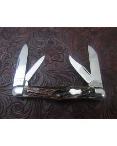 Vintage Vom Cleff Cutlery Co 4 blade swell center congress knife 3688 inch mint condition with beautiful stag handles and carbon steel blades with plain blade edges