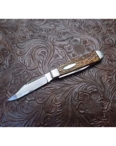 Antique Schrade Cutlery salesman sample small jack knife 3 inch mint condition with beautiful jigged bone handles and carbon steel blade with plain blade edges