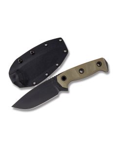 Atlas Dynamic Defense Harbinger Fixed Blade with OD Green G-10 Handle and Black Coated CPM-S30V Stainless Steel 4.25" Drop Point Plain Edge Blade with Black Kydex Sheath Model AT005OD