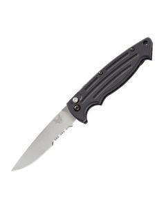 Benchmade Knives Mini Reflex II Automatic Knife with Black Anodized 6061-T6 Aluminum Handle and Satin Coated 154CM Stainless Steel 3.188" Drop Point Partially Serrated Edge Blade Model 2551S