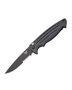 Benchmade Knives Mini Reflex II Automatic Knife with Black Anodized 6061-T6 Aluminum Handle and Black Coated 154CM Stainless Steel 3.188" Drop Point Partially Serrated Edge Blade Model 2551SBK