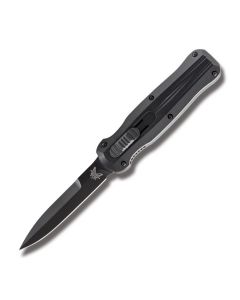 Benchmade Knives 3321BK Pagan OTF Automatic Knife with Black Anodized 6061-T6 Aluminum Handle and Black Coated 154CM Stainless Steel 4" Spear Point  Plain Edge Blade Model 3321BK