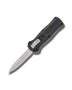 Benchmade Knives 3350 Mini Infidel Automatic OTF Knife with Black Anodized 6061-T6 Aluminum Handle and Satin Coated D2 Tool Steel 3.125" Spear Point Dagger Plain Edge Blade Model 3350