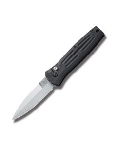 Benchmade Knives 3551 Mini Stimulus Automatic Knife with Black Anodized 6061-T6 Aluminum Handle and Satin Coated 154CM Stainless Steel 3" Spear Point Plain Edge Dagger Blade Model 3551