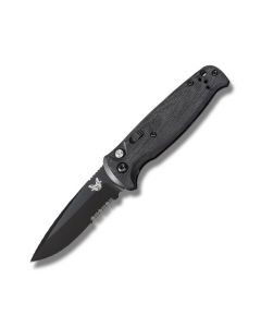 Benchmade Knives 4300SBK CLA Automatic Knife with Black G-10 Handle and Black Coated 154CM Stainless Steel 3.439" Drop Point Partially Serrated Edge Blade Model 4300SBK