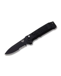 Benchmade Knives Casbah Automatic Knife with Black Grivory Handle and Black Coated 3.439" Drop Point Partially Serrated Edge Blade Model 4400SBK