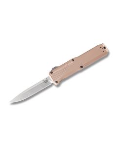 Benchmade Knives 4600-1 Automatic Knives with Dark Earth Anodized 6061-T6 Aluminum Handle and Black DLC Coated CPM-S30V Stainless Steel 3.439" Drop Point Plain Edge Blade Model 4600-1