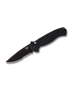 Benchmade Knives 9051SBK AFO II Automatic Opening Knife with Black Anodized 6061-T6 Aluminum Handle and Black Coated 154CM Stainless Steel 3.563" Drop Point Partially Serrated Edge Blade Model 9051SBK