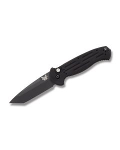 Benchamde Knives AFO II Automatic Knife with Black Anodized 6061-T6 Aluminum Handle and Black Coated 154CM Stainless Steel 3.563" Tanto Tip Plain Edge Blade Model 9052BK