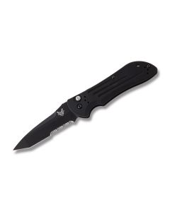 Benchmade Knives Stryker Automatic Knife with Black Anodized 6061-T6  Handle and Black Coated 154CM Stainless Steel 3.625" Tanto Tip Partially Serrated Edge Blade Model 9101SBK