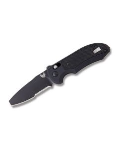 Benchmade Knives 9160SBK Triage Automatic Knife with Black G10 and Aluminum Handle and Black Coated N680 Stainless Steel 3.625" Drop Point Partially Serrated Edge Blade Model 9160SBK