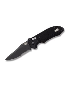 Benchmade Knives 9170SBK Triage Automatic Knife with Black G-10 Handle and Black Coated N680 Stainless Steel 3.625" Drop Point Partially Serrated Edge Blade Model 9170SBK