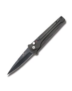 Bear Ops Bold Action III Automatic Knife with Black Anodized Aluminum Handle and Black Coated 14C-28N Sandvik Steel 3.50" Spear Point Plain Edge Blade Model AC-300-AIBK-B