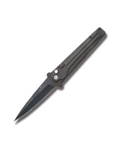 Bear Ops Bold Action III Automatic Knife with Black Anodized Aluminum Handle and Black Coated Sandvik 14C-28N Steel 3.75" Spear Point Plain Edge Blade Model AC-350-AIBK-B