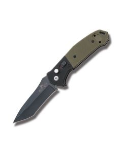 Bear Ops Mini Bold Action V Automatic Knife with OD Green G-10 Handle and Black Coated Sandvik 14C-28N Steel 3.125" Tanto Tip Plain Edge Blade Model AC-500-B4-B