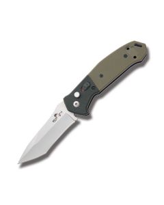 Bear Ops Mini Bold Action V Automatic Knife with OD Green G-10 Handle and Satin Coated Sandvik 14C-28N Steel 3.125" Tanto Tip Plain Edge Blade Model AC-500-B4-P