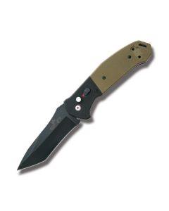 Bear Ops Bold Action V Automatic Knife with OD Green G-10 Handle and Grey Coated Sandvik 14C-28N Steel 3.625" Tanto Tip Plain Edge Blade Model AC-550-B4-B