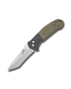 Bear Ops Bold Action V Automatic Knife with OD Green G-10 Handle and Satin Coated Sandvik 14C-28N Steel 3.625" Tanto Tip Plain Edge Blade Model AC-550-B4-P