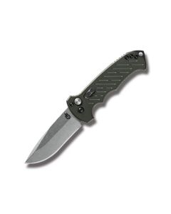 Gerber 06 10th Anniversary Automatic Knife with OD Green Anodized Aluminum Handle and Stonewash Coated CPM-S30V Stainless Steel 3.625" Drop Point Plain Edge Blade Model 30-001263N