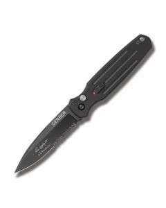 Gerber Applegate Mini Covert Automatic Knife with Black Anodized Aluminum Handle and Black Coated CPM-S30V Stainless Steel  2.875" Spear Point Partially Serrated Edge Blade Model 30-000244