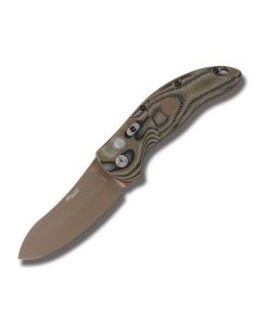 Hogue Sig Sauer EX-A01 Automatic Knife with Tan G-Mascus G-10 Handle and Tan Powder Coated 154CM Steel 3.50" Upswept Plain Edge Blade Model 36438