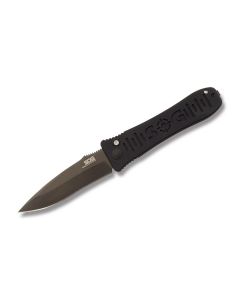 SOG Spec Elite II Automatic Knife with Black Anodized Aluminum Handle and Black Titanium Nitride Coated AUS-8 Stainless Steel 4" Drop Point Plain Edge Blade Model SE-62