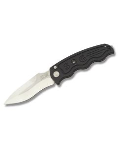 SOG TAC Automatic Knife with Black Anodized Aluminum Handle and Satin Coated AUS-8 Stainless Steel 3.50" Drop Point Plain Edge Blade Model ST-05